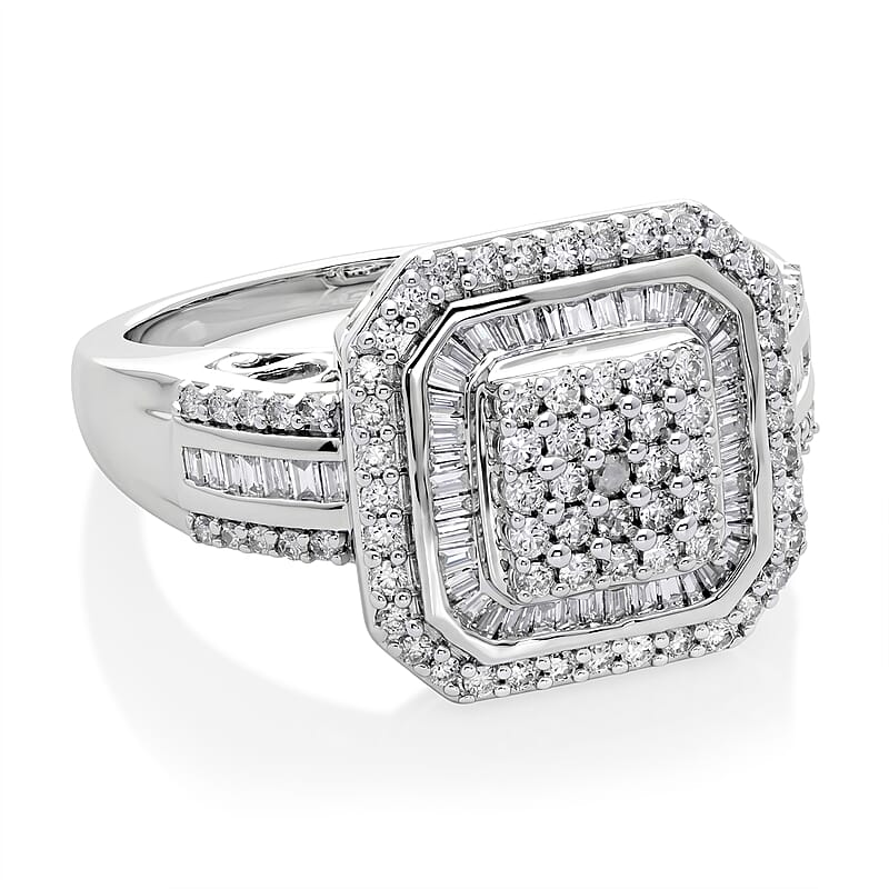 D'Joy Diamond 1.00 ctw Celestial Ring in Rhodium Over Sterling Silver (Size 6.0)