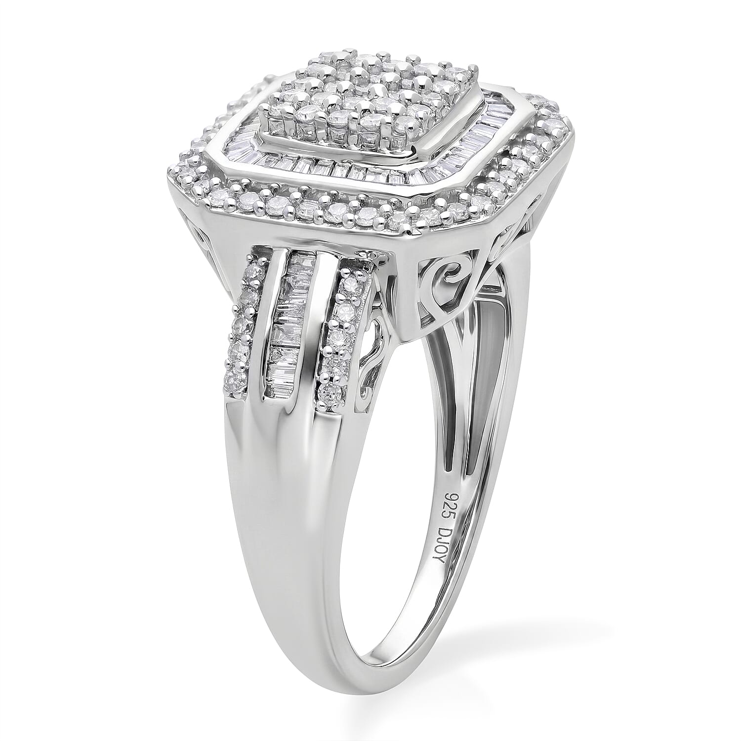 D'Joy Diamond 1.00 ctw Celestial Ring in Rhodium Over Sterling Silver (Size 6.0)