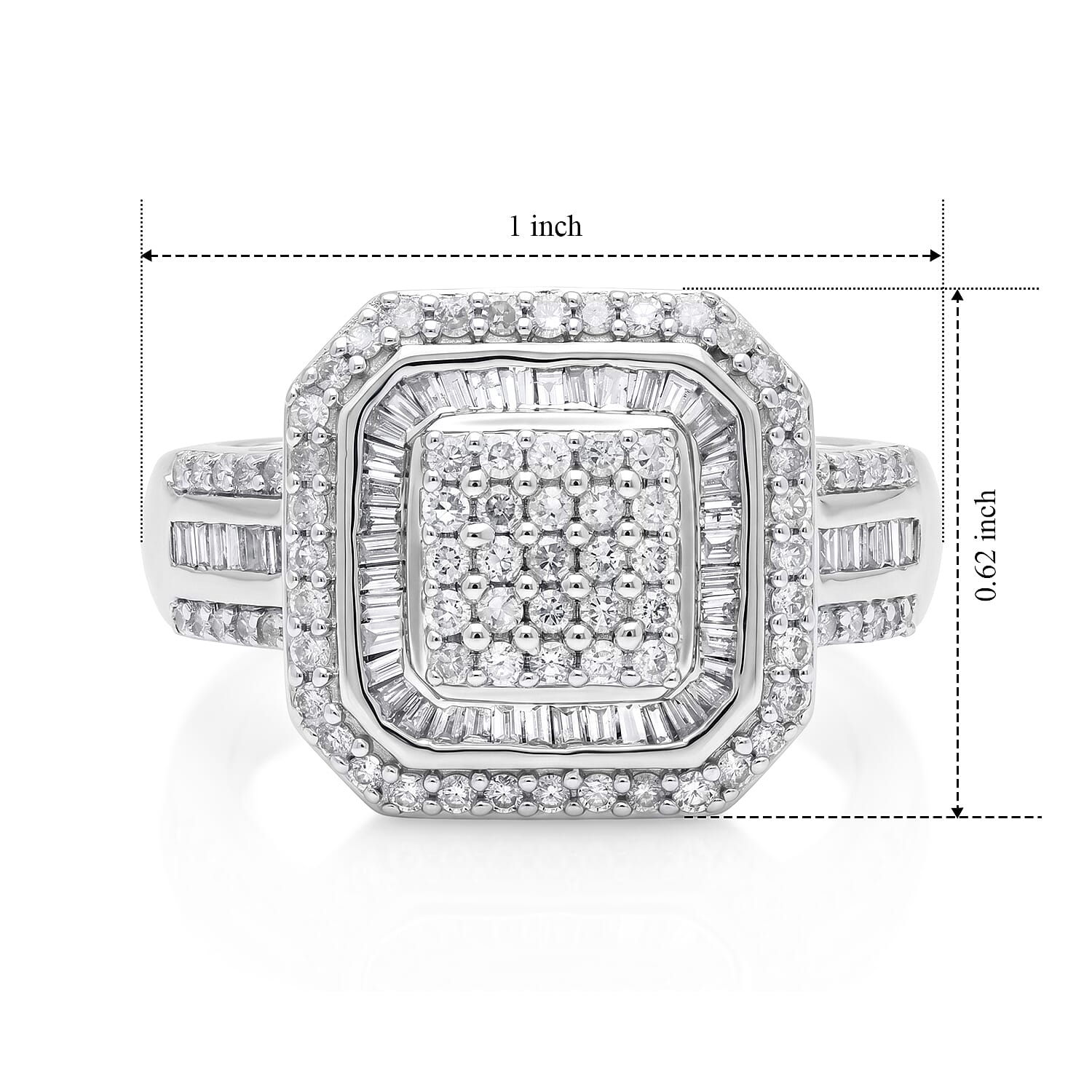 D'Joy Diamond 1.00 ctw Celestial Ring in Rhodium Over Sterling Silver (Size 6.0)