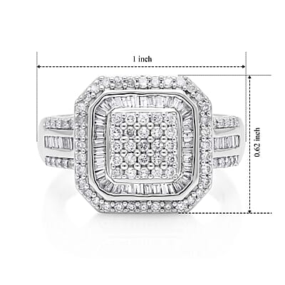 D'Joy Diamond 1.00 ctw Celestial Ring in Rhodium Over Sterling Silver (Size 6.0)