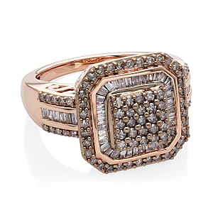 D'Joy Natural Champagne Diamond 1.00 ctw Celestial Ring in 18K Vermeil Rose Gold Over Sterling Silver (Size 10.0)