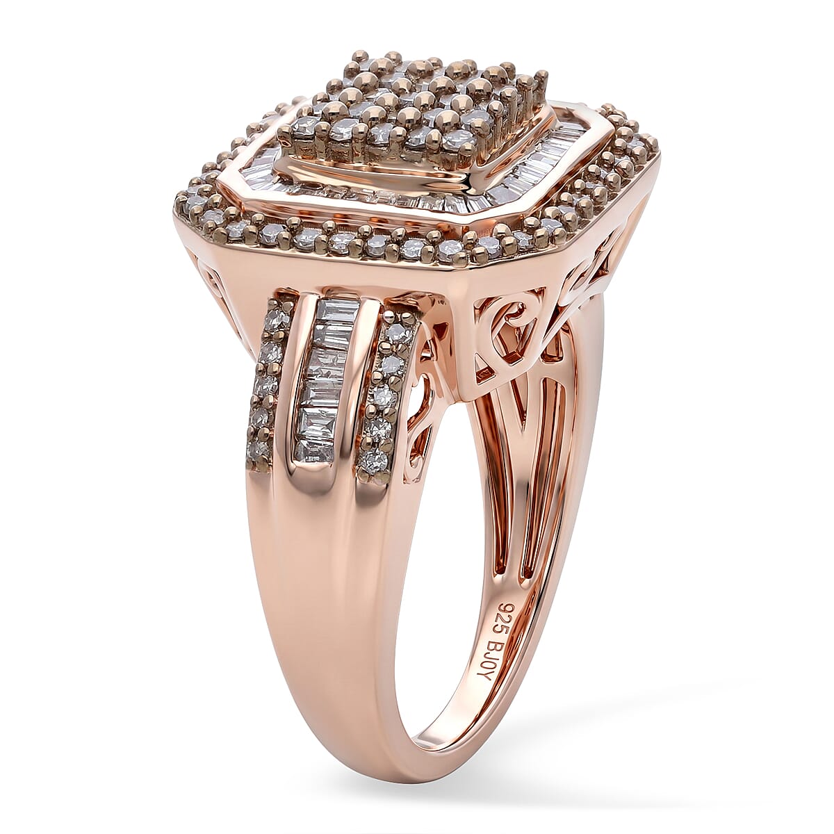 D'Joy Natural Champagne Diamond 1.00 ctw Celestial Ring in 18K Vermeil Rose Gold Over Sterling Silver (Size 10.0) image number 3