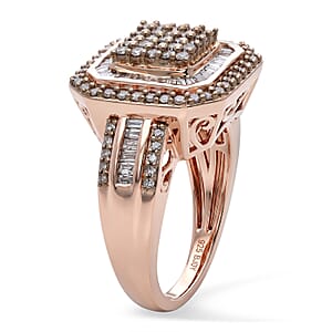 D'Joy Natural Champagne Diamond 1.00 ctw Celestial Ring in 18K Vermeil Rose Gold Over Sterling Silver (Size 10.0)