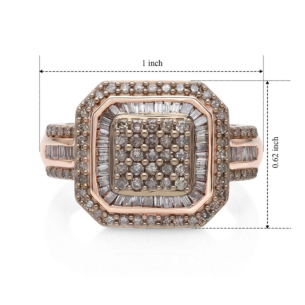 D'Joy Natural Champagne Diamond 1.00 ctw Celestial Ring in 18K Vermeil Rose Gold Over Sterling Silver (Size 10.0) image number 5