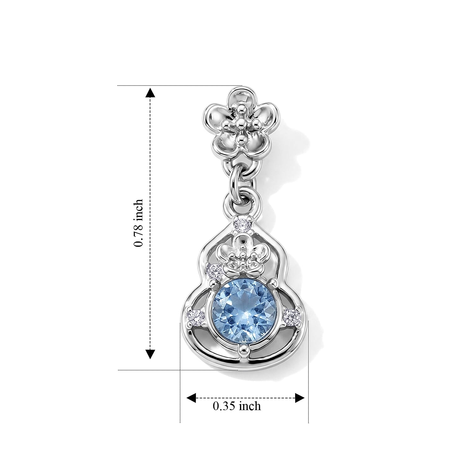 Aquamarine 2.00 ctw Earrings in Silvertone with Sterling Silver Pin