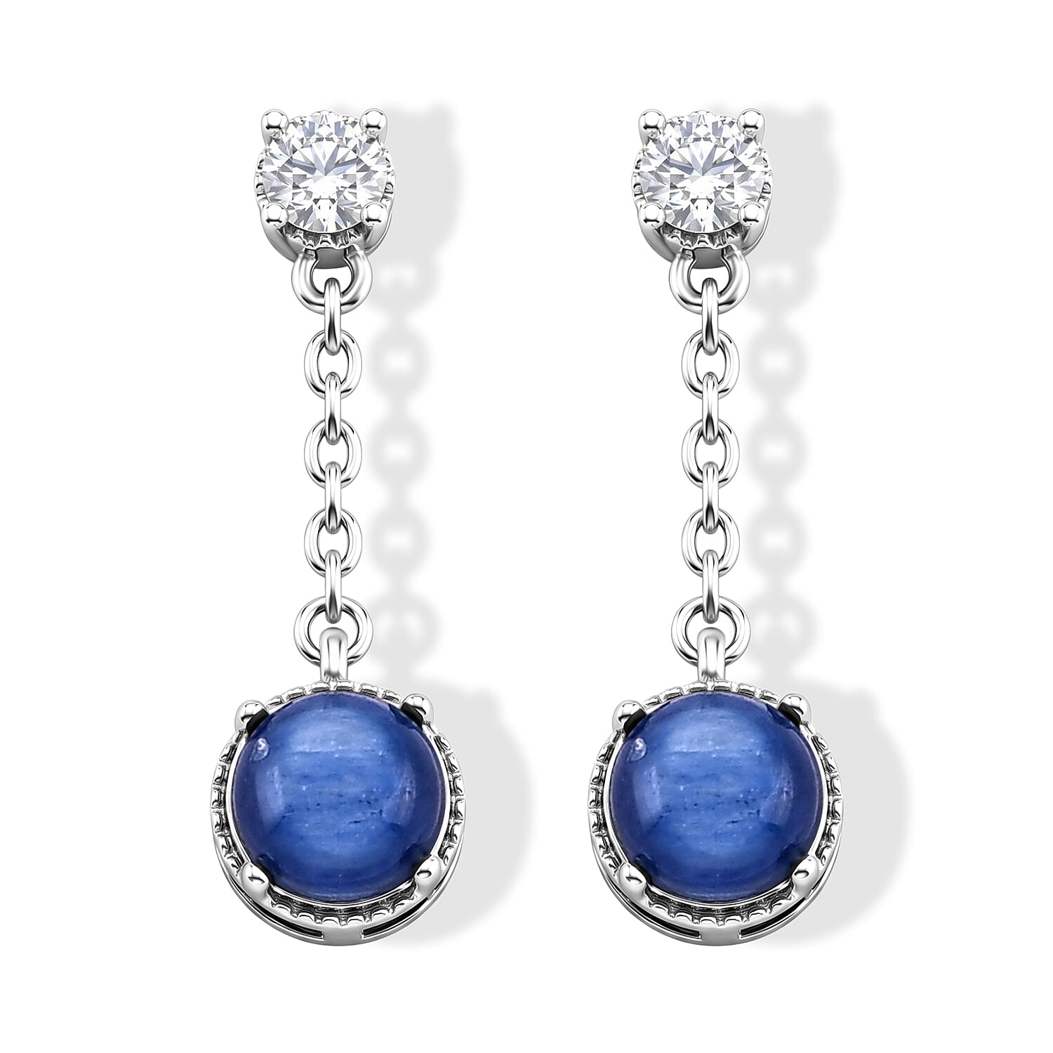 Kyanite 5.01 ctw Earrings in Silvertone with Sterling Silver Pin
