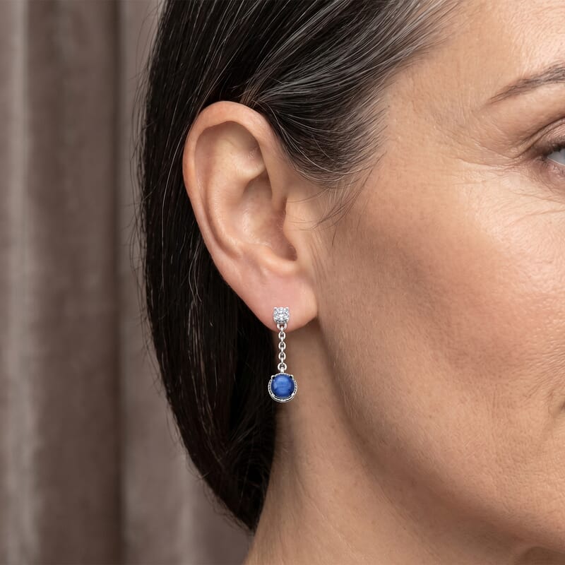 Kyanite 5.01 ctw Earrings in Silvertone with Sterling Silver Pin
