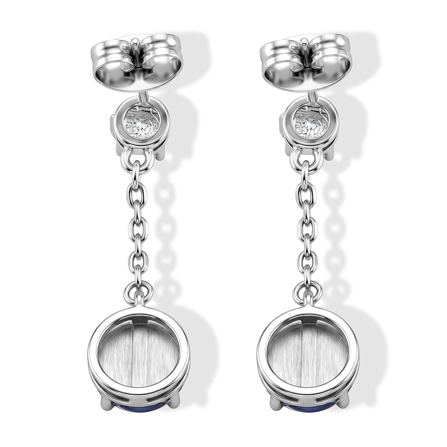 Kyanite 5.01 ctw Earrings in Silvertone with Sterling Silver Pin