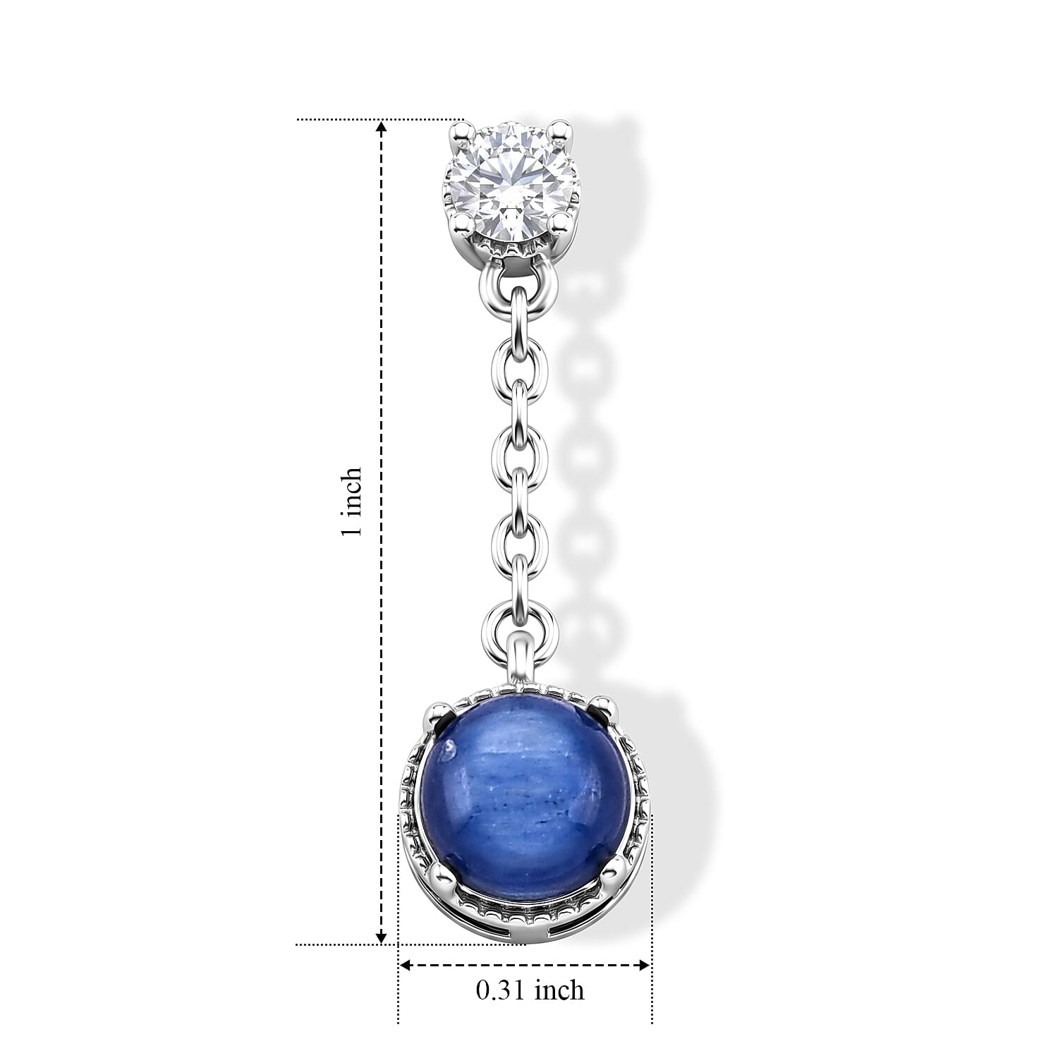 Kyanite 5.01 ctw Earrings in Silvertone with Sterling Silver Pin