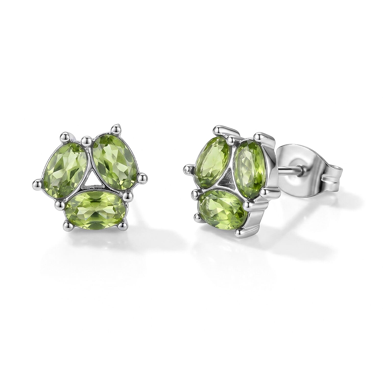 Peridot 2.00 ctw Earrings in Silvertone with Sterling Silver Pin