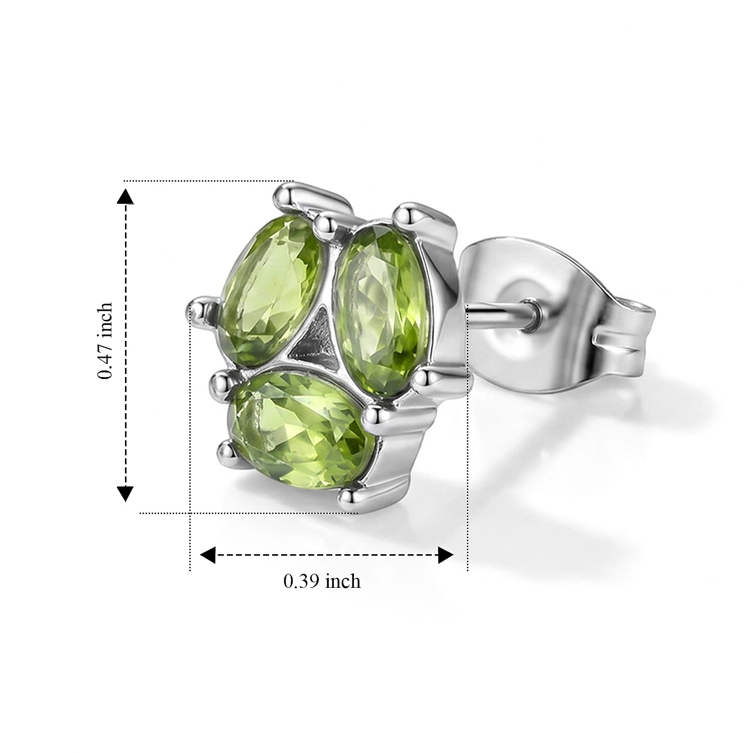 Peridot 2.00 ctw Earrings in Silvertone with Sterling Silver Pin