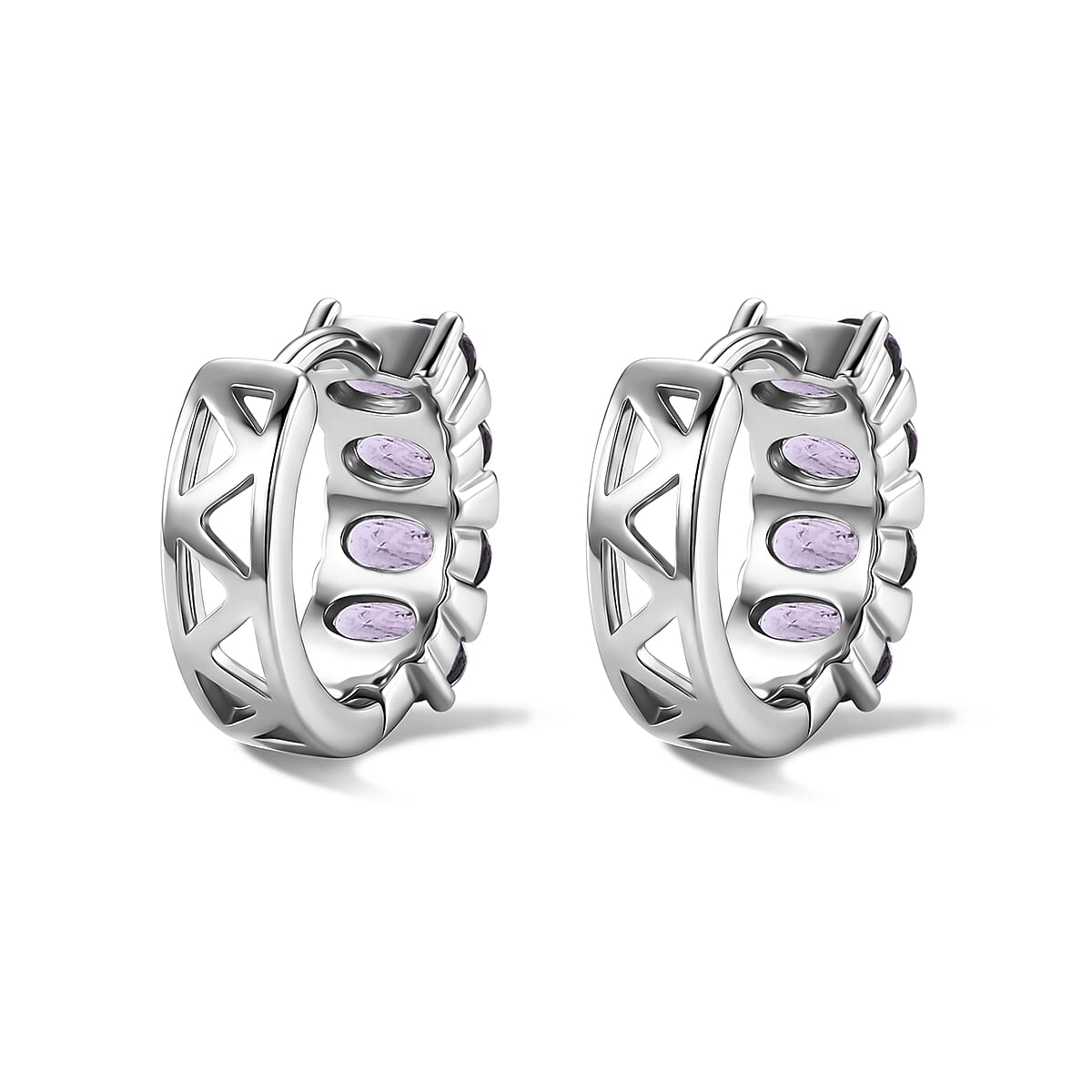 Amethyst 5.01 ctw Earrings in Silvertone image number 4