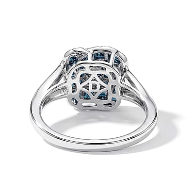 D'Joy Blue Diamond 0.50 ctw Ring in Rhodium Over Sterling Silver (Size 6.0)