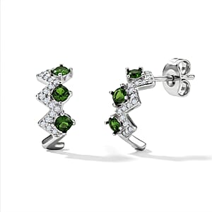 Diopside 3.00 ctw Earrings in Silvertone