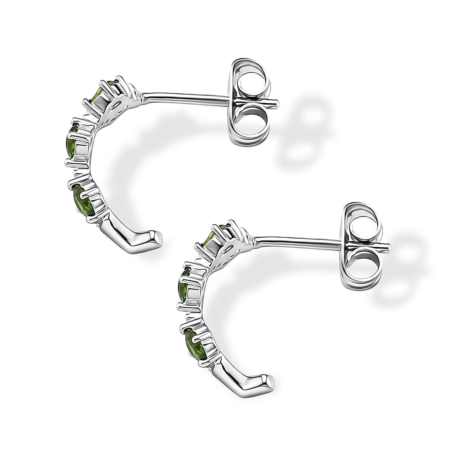 Chrome Diopside and Simulated Diamond 3.00 ctw Earrings in Silvertone