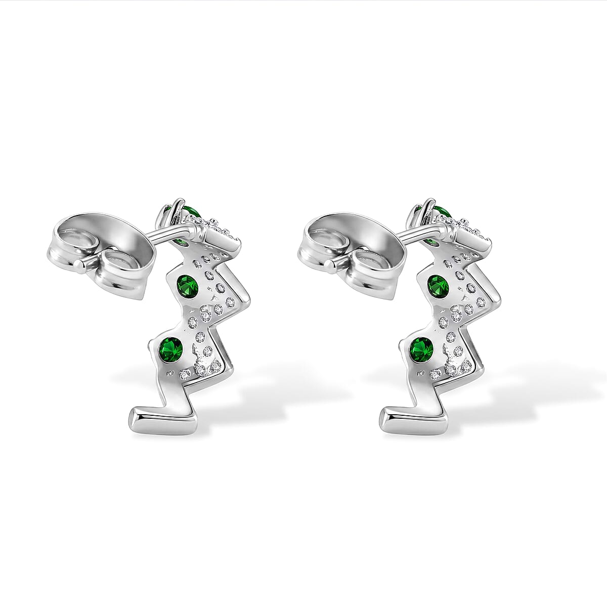 Diopside 3.00 ctw Earrings in Silvertone image number 2