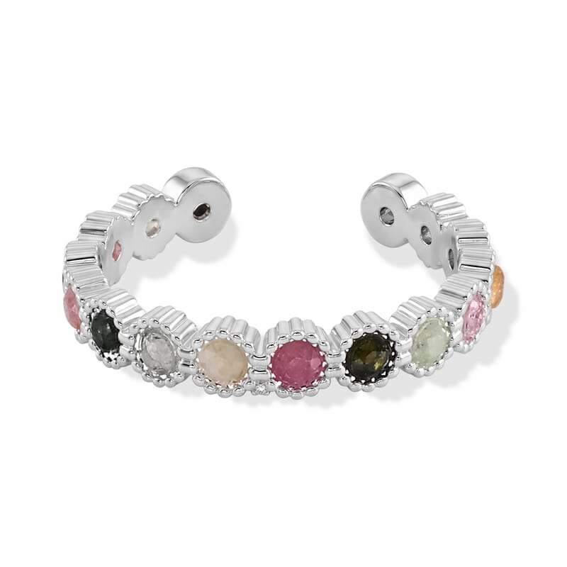 Multi Tourmaline 4.00 ctw Ring in Silvertone (Adjustable)