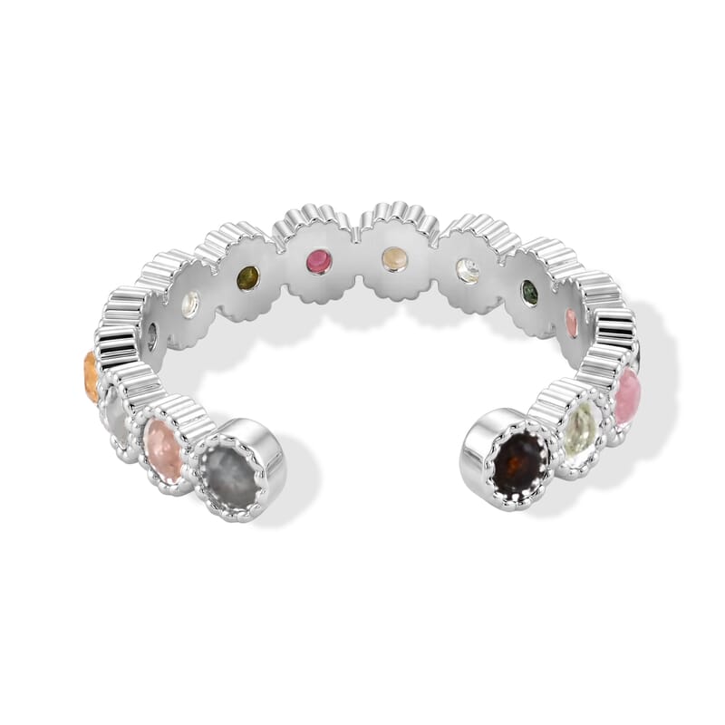 Multi Tourmaline 4.00 ctw Ring in Silvertone (Adjustable)