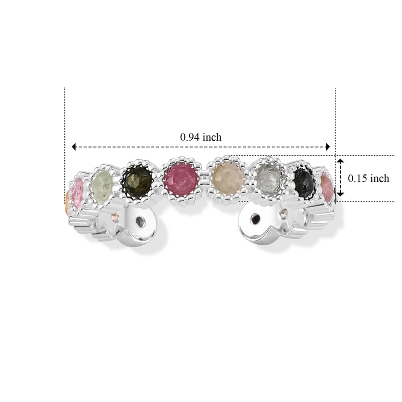 Multi Tourmaline 4.00 ctw Ring in Silvertone (Adjustable)