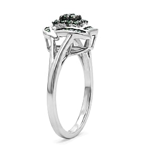 D'Joy Green Diamond 0.50 ctw Ring in Rhodium Over Sterling Silver (Size 6.0)