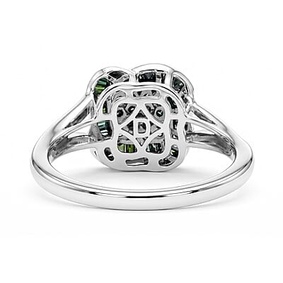 D'Joy Green Diamond 0.50 ctw Ring in Rhodium Over Sterling Silver (Size 6.0)