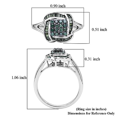 D'Joy Green Diamond 0.50 ctw Ring in Rhodium Over Sterling Silver (Size 6.0)