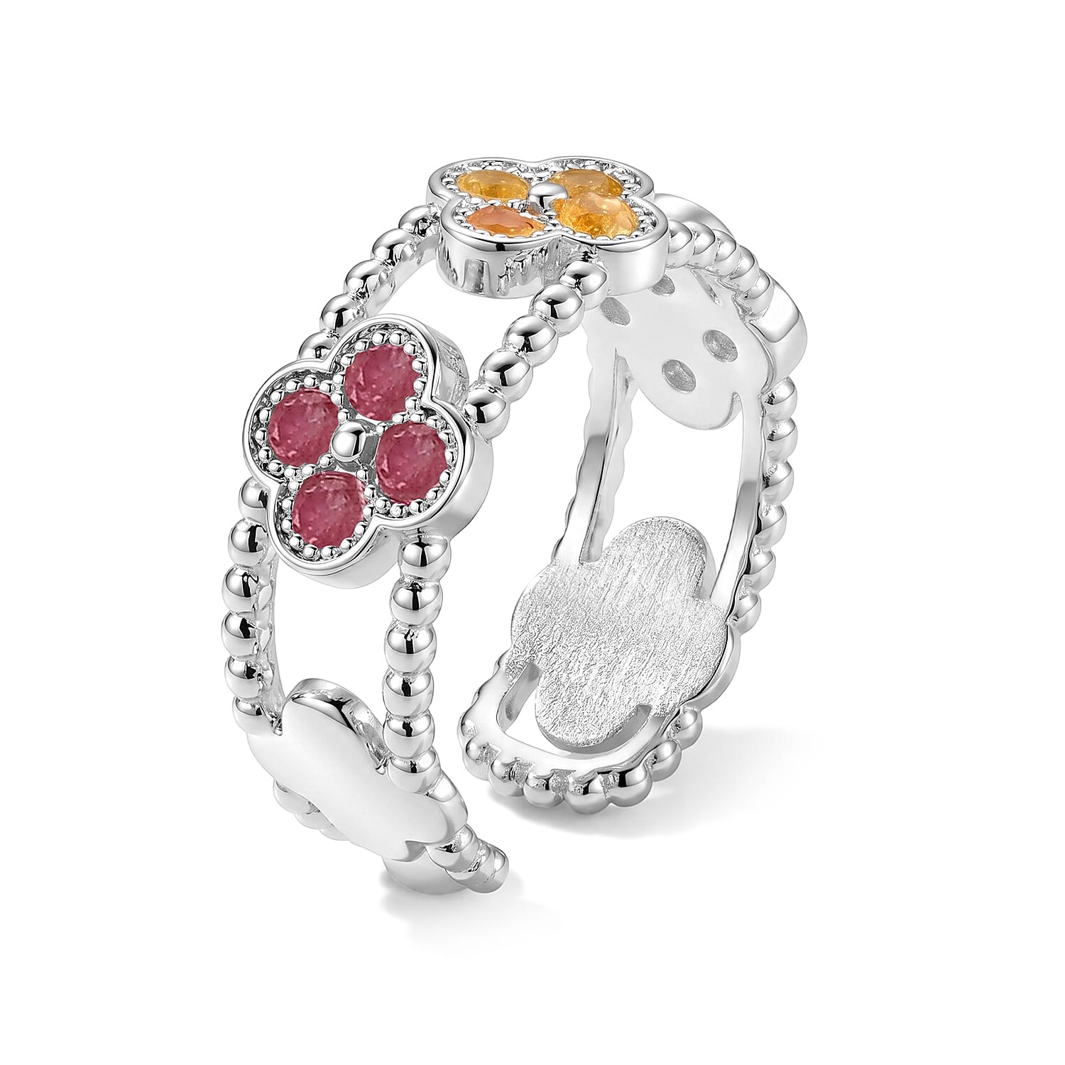 Multi Tourmaline 5.00 ctw Ring in Silvertone (Adjustable)