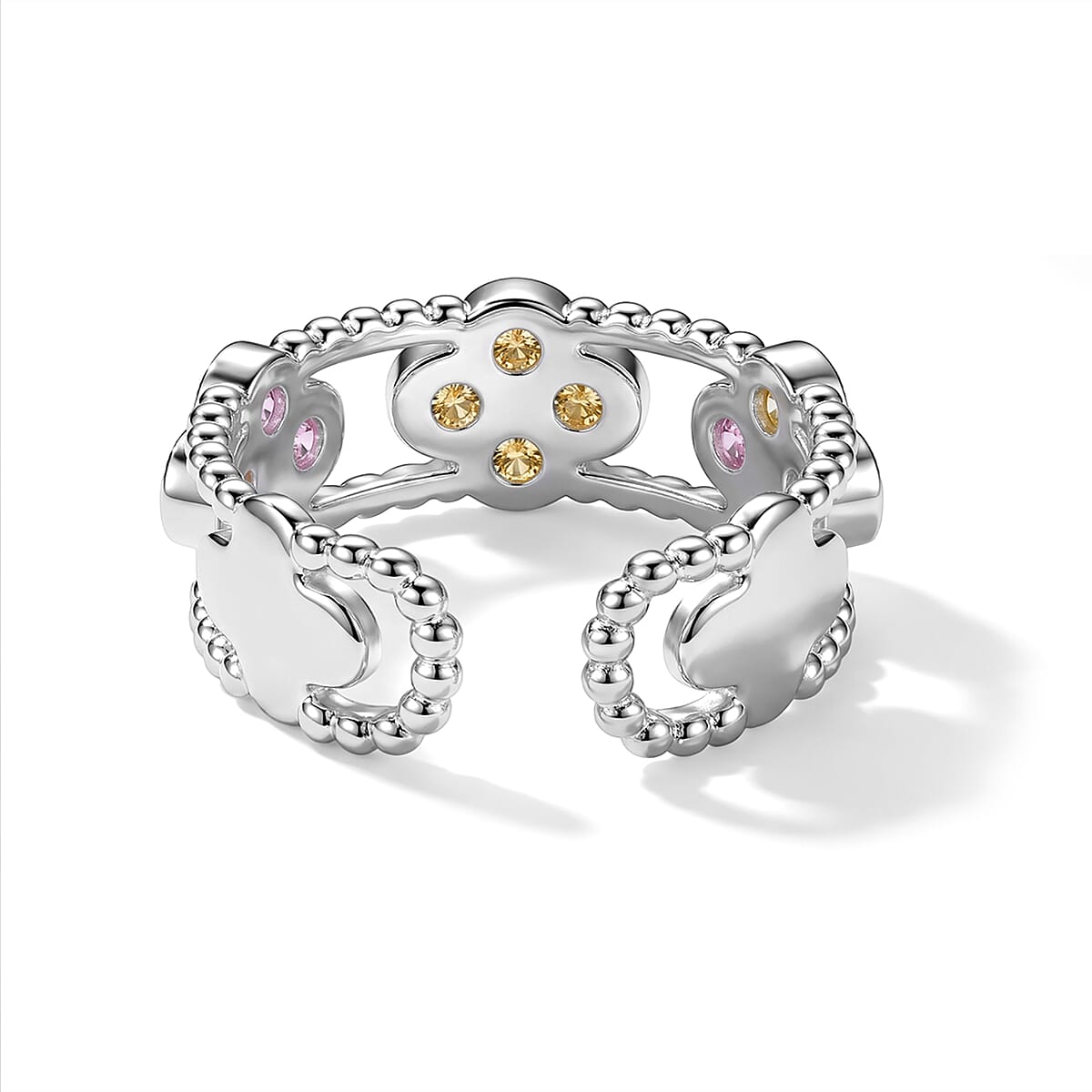 Multi Tourmaline 5.00 ctw Ring in Silvertone (Adjustable) image number 2