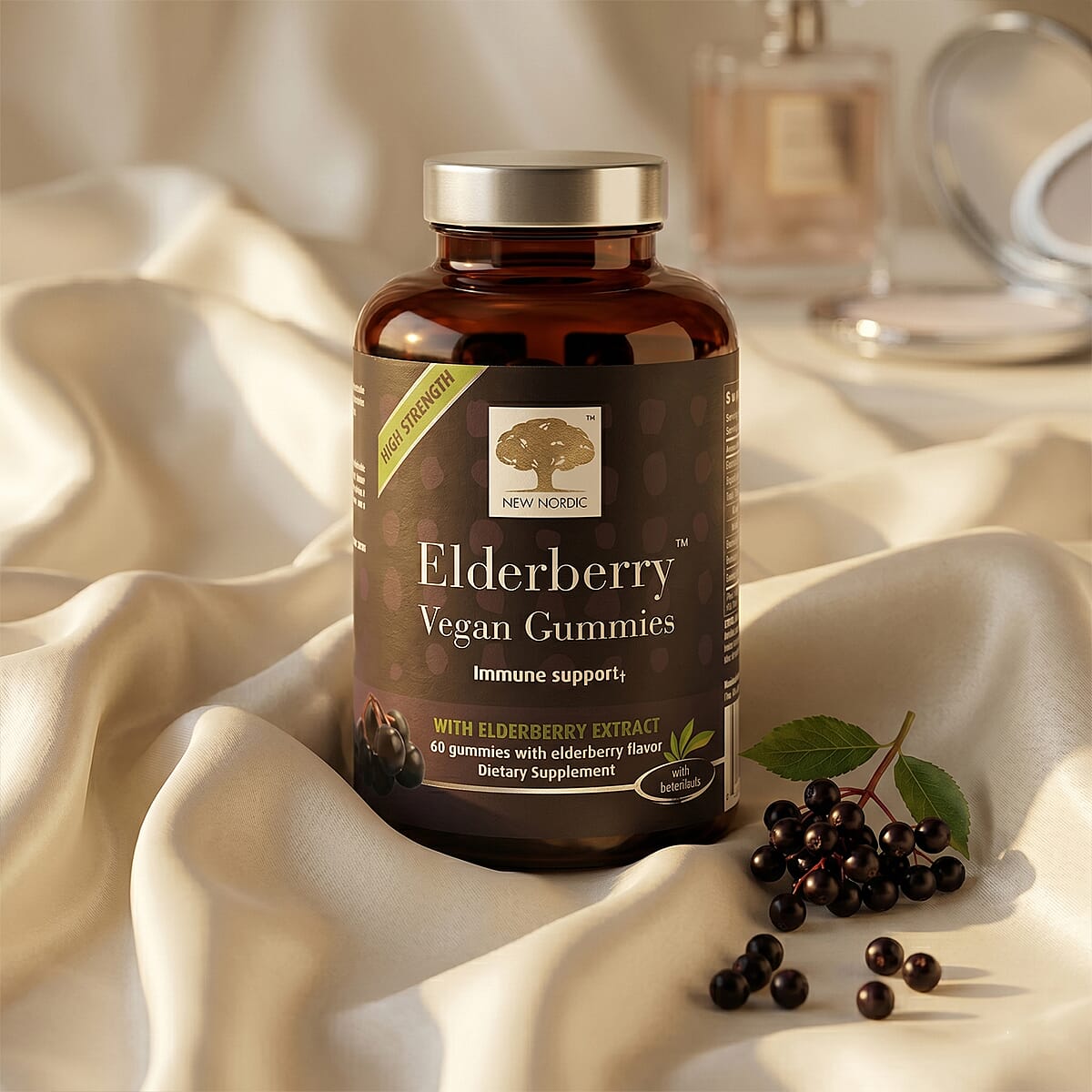 New Nordic Elderberry Vegan Gummies 60 Count- Black image number 1