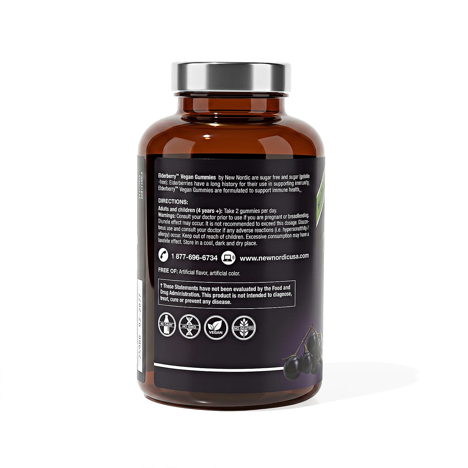 New Nordic Elderberry Vegan Gummies 60 Count- Black