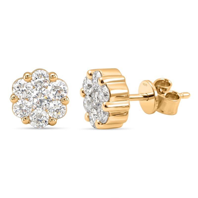 Luxuriant Lab Grown Diamond G SI1 1.00 ctw Earrings in 14K Yellow Gold Over Sterling Silver