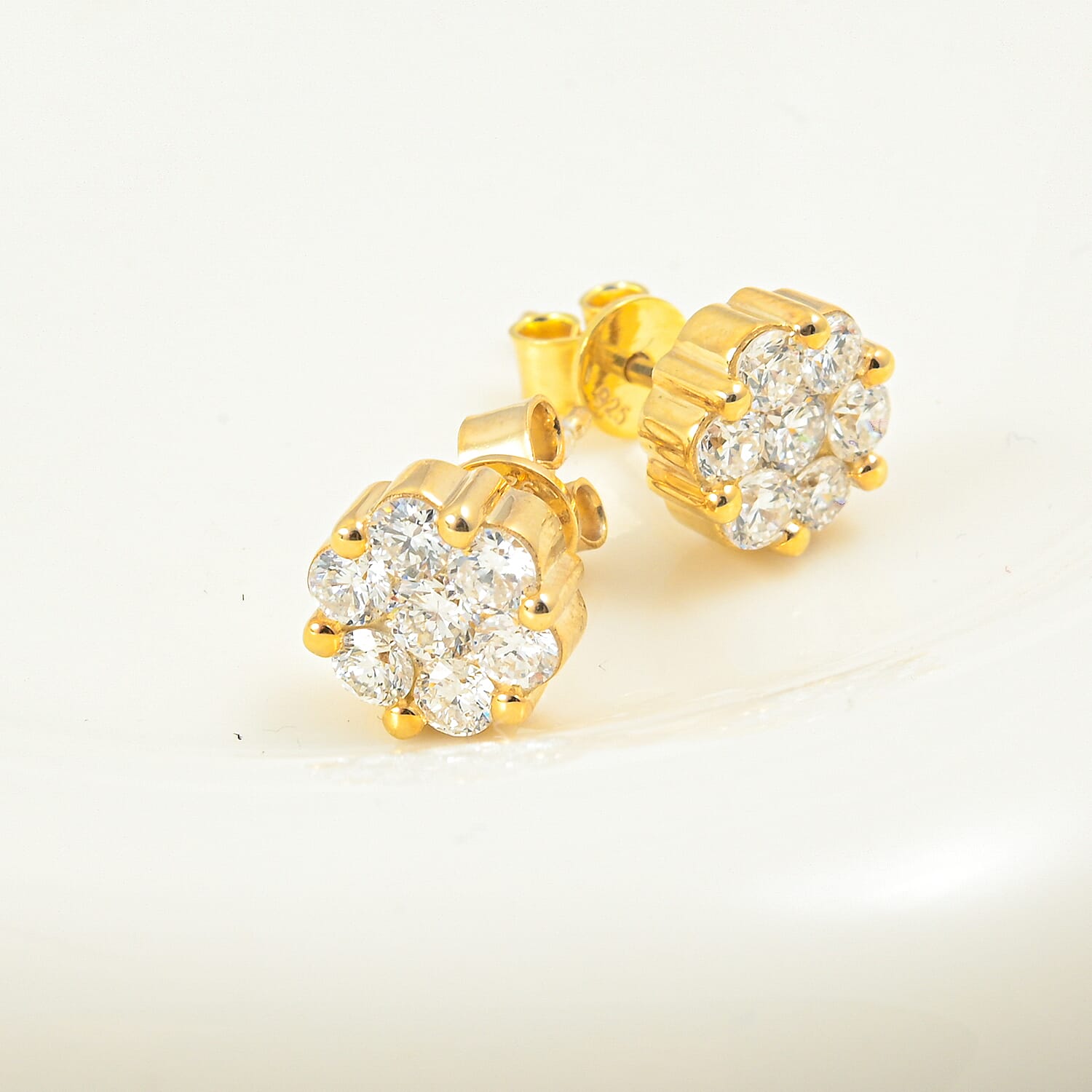 Luxuriant Lab Grown Diamond G SI1 1.00 ctw Earrings in 14K Yellow Gold Over Sterling Silver