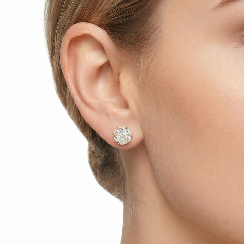 Luxuriant Lab Grown Diamond G SI1 1.00 ctw Earrings in 14K Yellow Gold Over Sterling Silver