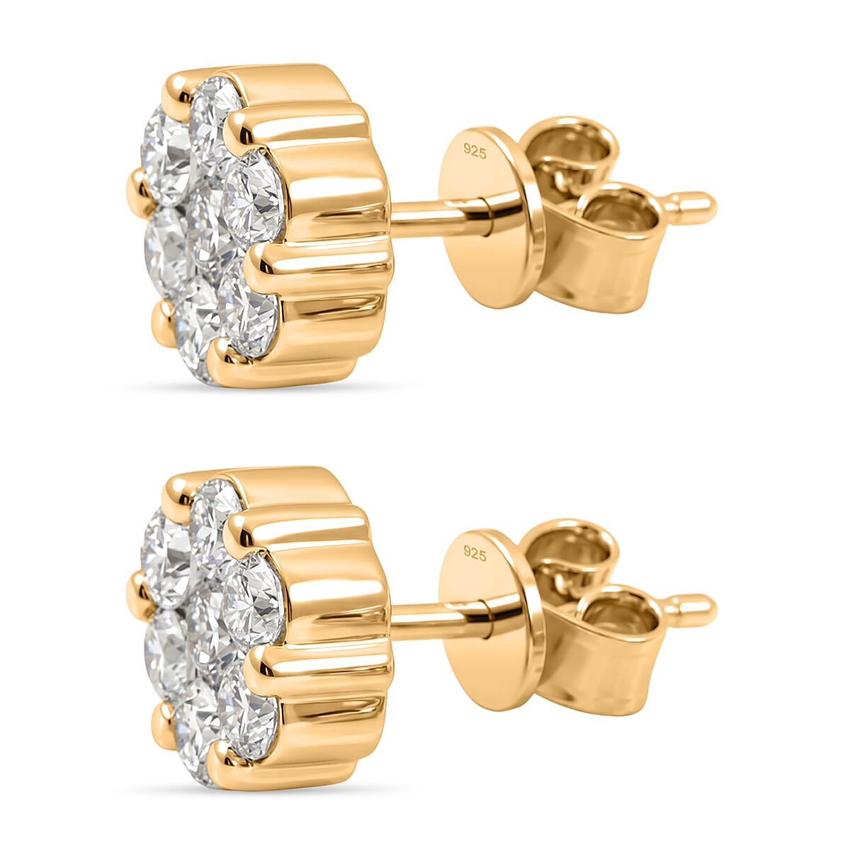 Luxuriant Lab Grown Diamond G SI1 1.00 ctw Earrings in 14K Yellow Gold Over Sterling Silver