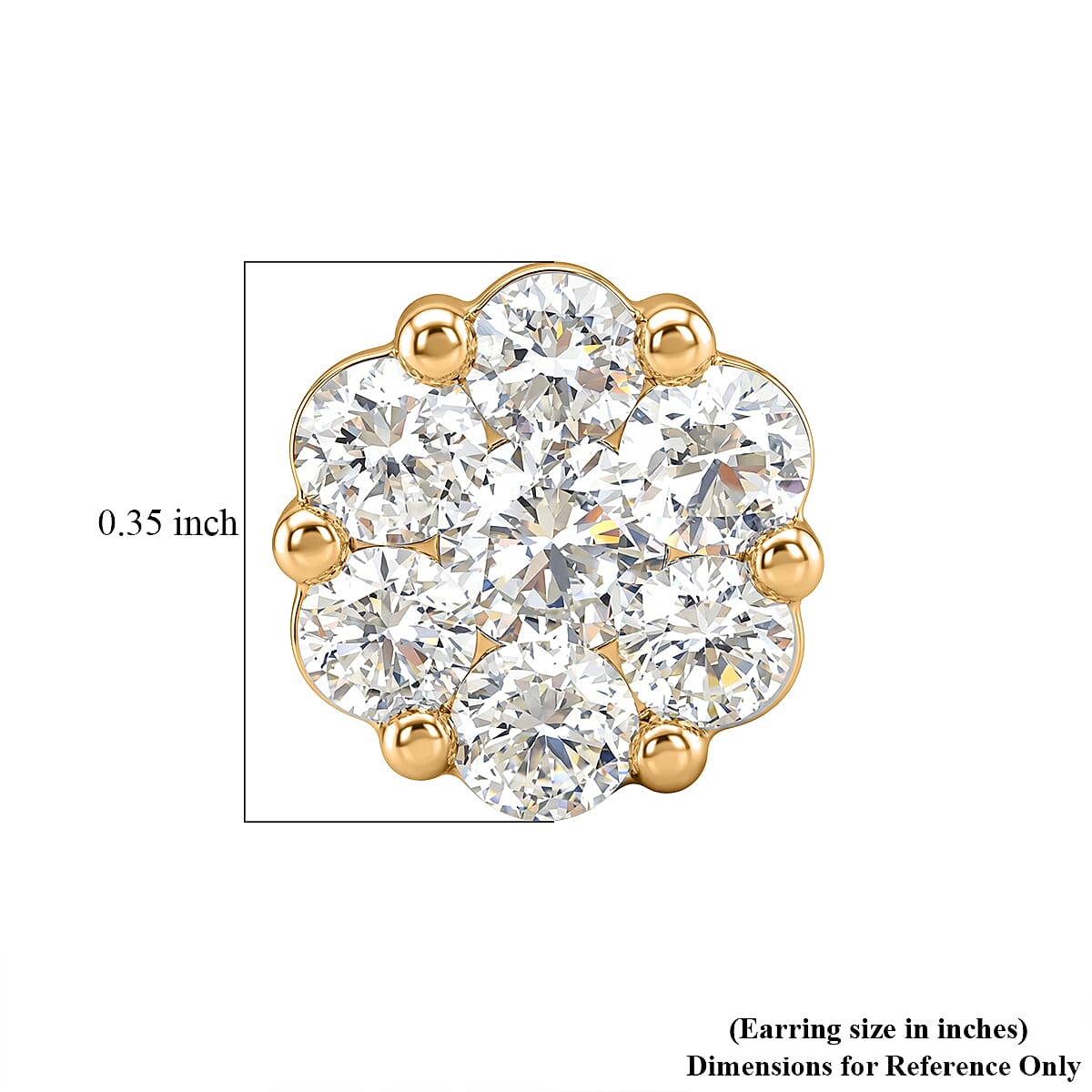 Luxuriant Lab Grown Diamond G SI1 1.00 ctw Earrings in 14K Yellow Gold Over Sterling Silver image number 4