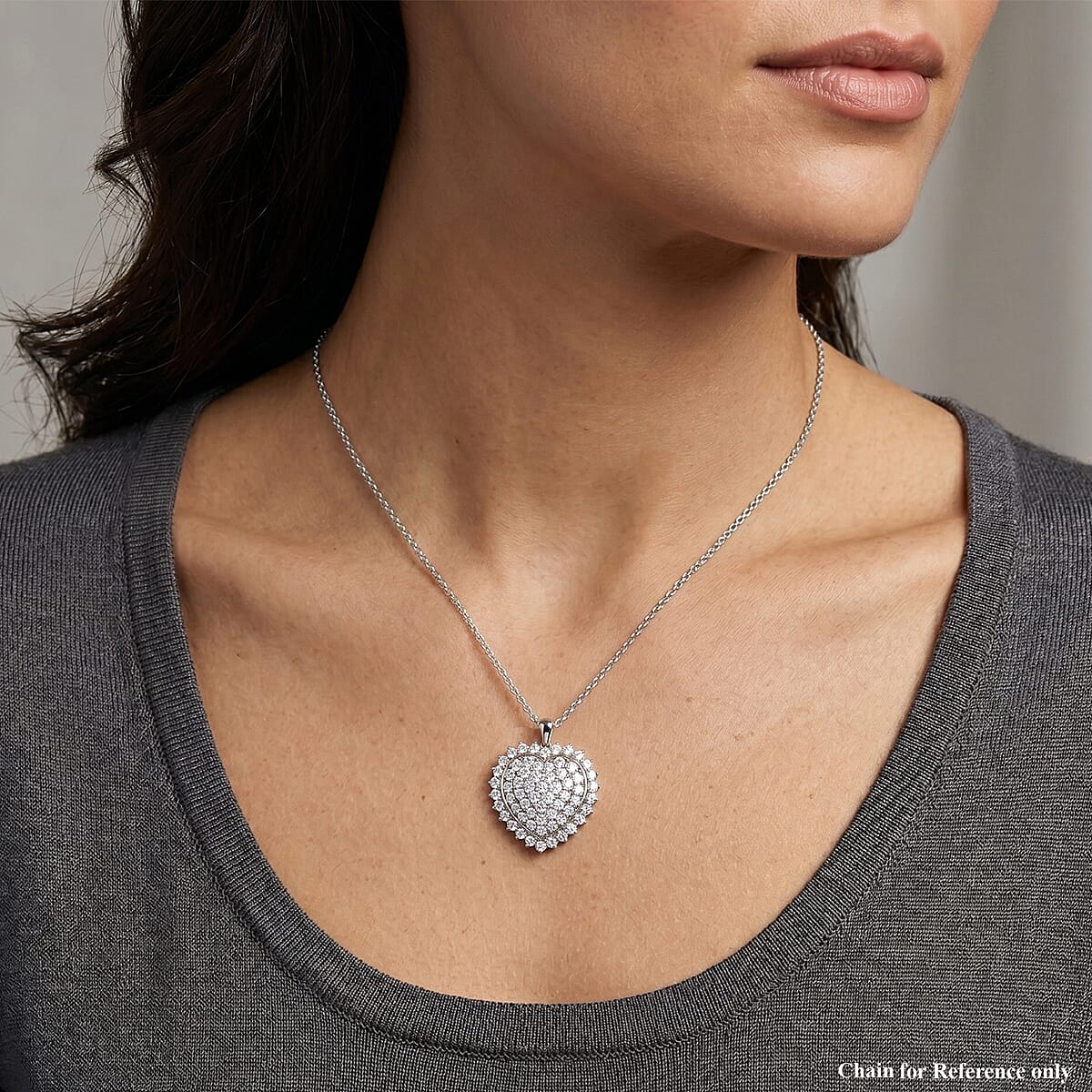 Luxuriant Lab Grown Diamond G SI1 2.75 ctw Pendant without Chain in Sterling Silver image number 2