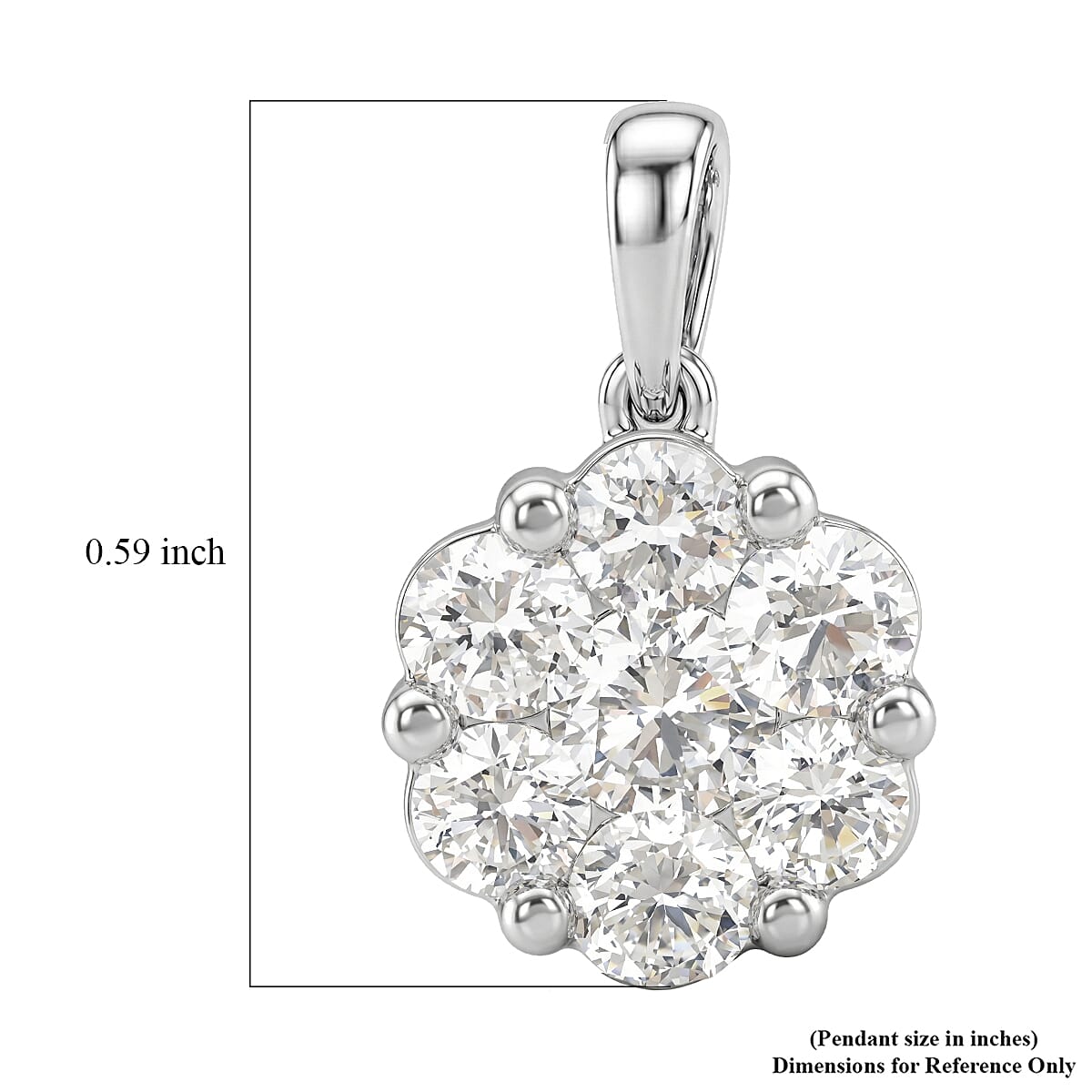 Luxuriant Lab Grown Diamond SI1 0.80 ctw Pendant without Chain in Sterling Silver