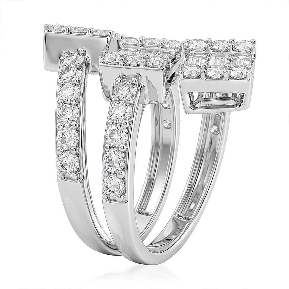 Luxuriant Lab Grown Diamond SI1 3.00 ctw Crossover Cascade Ring in Sterling Silver (Size 7.0)
