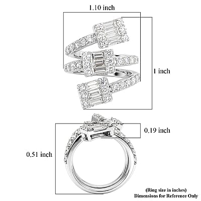 Luxuriant Lab Grown Diamond SI1 3.00 ctw Crossover Cascade Ring in Sterling Silver (Size 7.0)