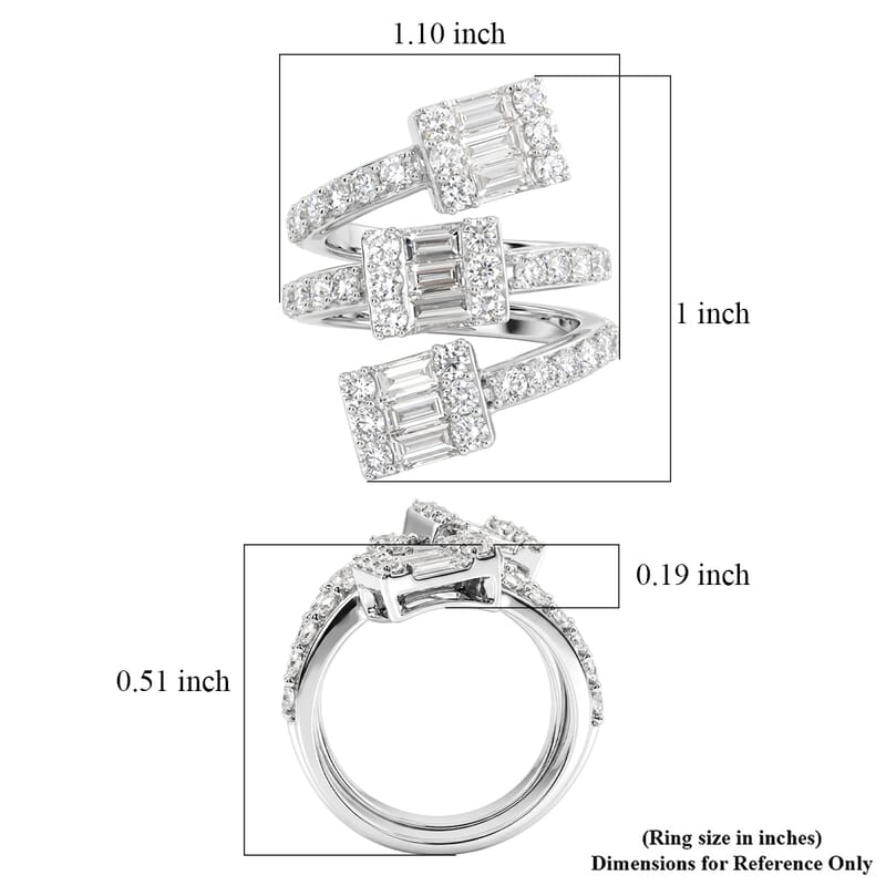 Luxuriant Lab Grown Diamond SI1 3.00 ctw Crossover Cascade Ring in Sterling Silver (Size 7.0)