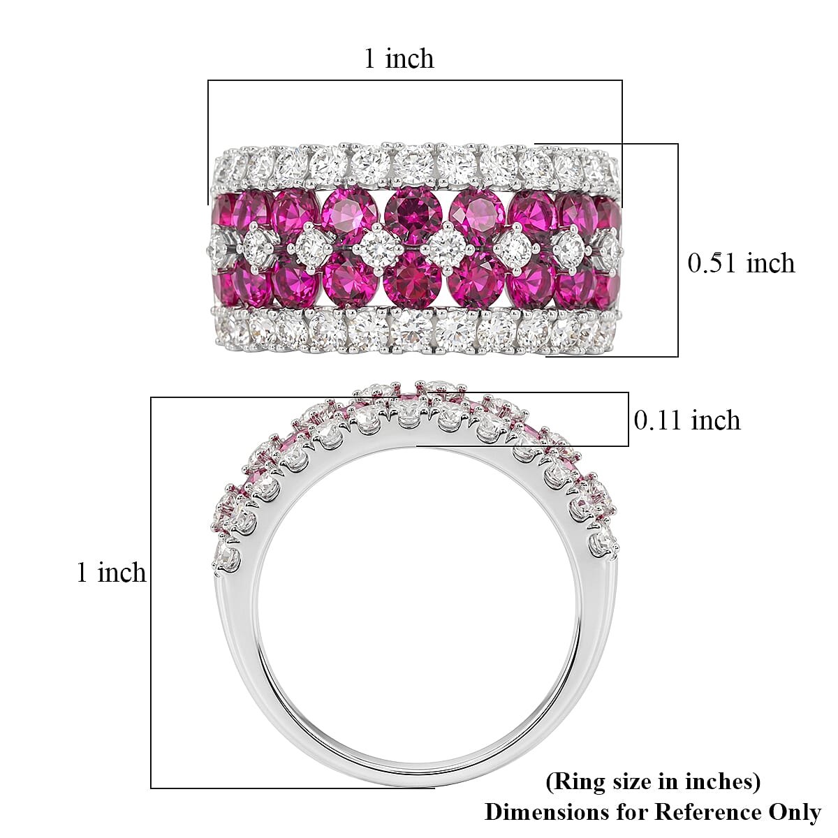 Lab Grown Ruby and Luxuriant Lab Grown Diamond SI1 3.85 ctw Ring in Sterling Silver (Size 10.0) image number 5