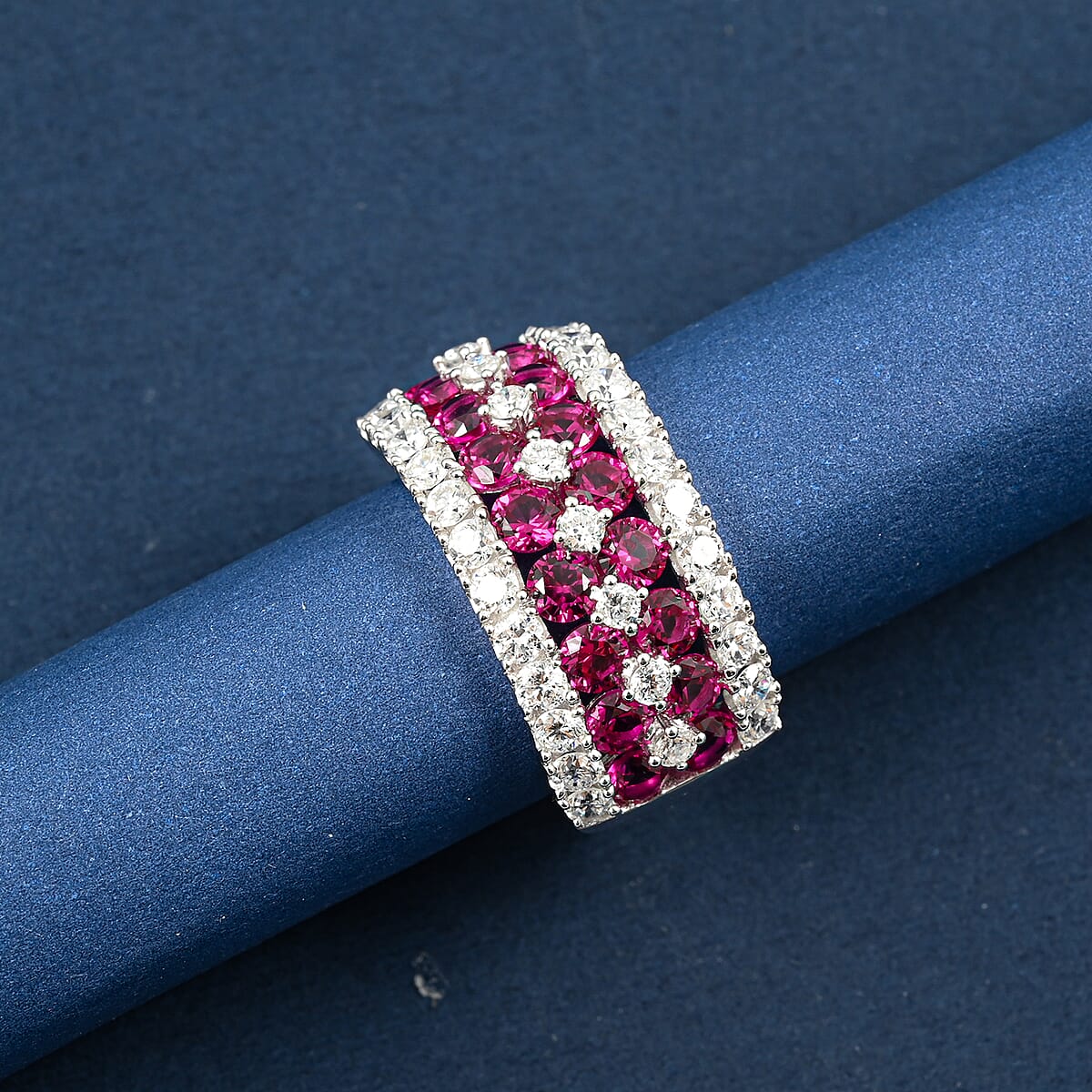 Lab Grown Ruby and Luxuriant Lab Grown Diamond SI1 3.85 ctw Ring in Sterling Silver (Size 9.0) image number 1