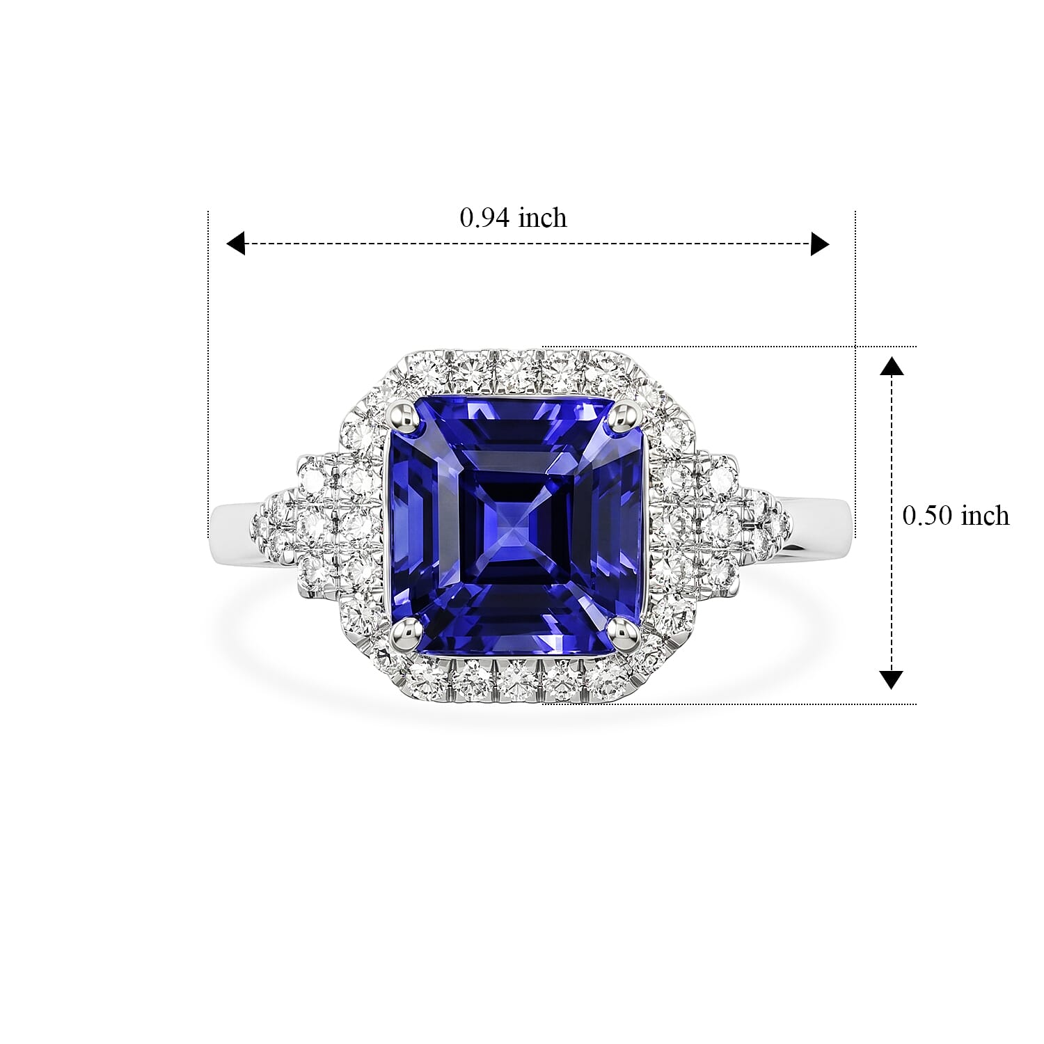 Certified & Appraised Rhapsody Asscher Cut AAAA Tanzanite and Diamond E-F VS 3.75 ctw Ring in 950 Platinum (Size 6.0) 6.85 Grams