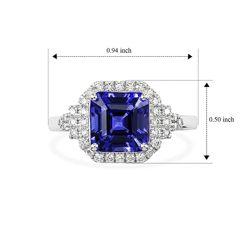 Certified & Appraised Rhapsody Asscher Cut AAAA Tanzanite and Diamond E-F VS 3.75 ctw Ring in 950 Platinum (Size 7.0) 6.85 Grams