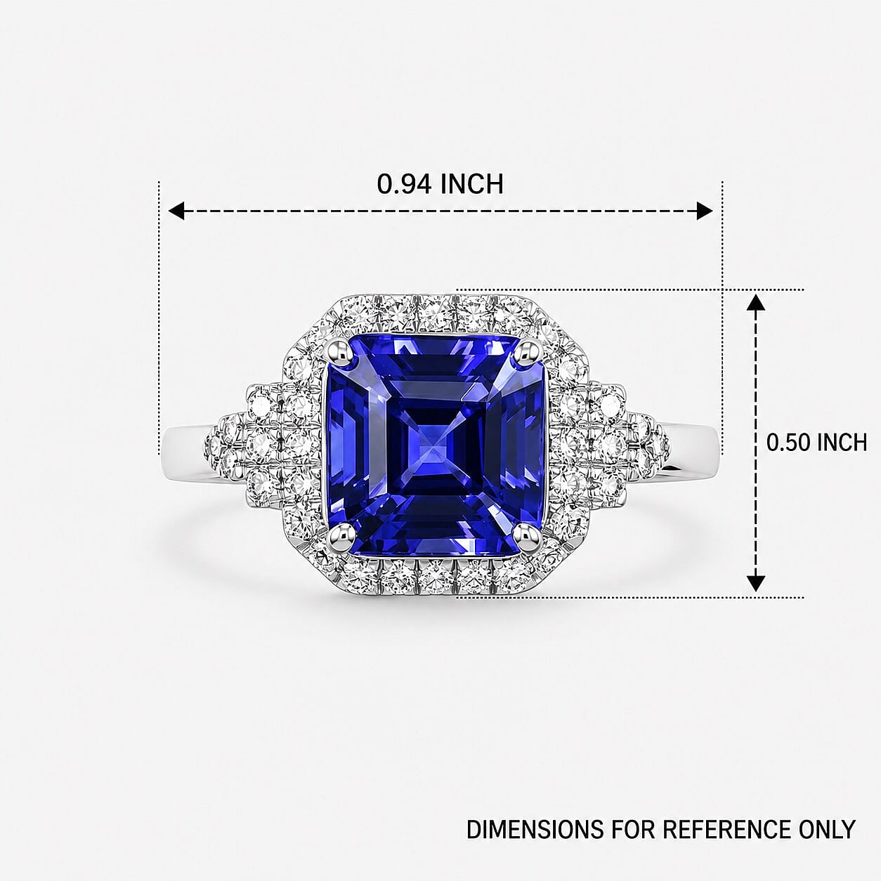 Certified & Appraised Rhapsody Asscher Cut AAAA Tanzanite and Diamond E-F VS 3.75 ctw Ring in 950 Platinum (Size 7.0) 6.85 Grams