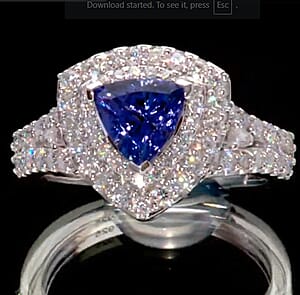 Certified & Appraised D'Joy Premium Tanzanite and Moissanite 2.00 ctw Ring in Rhodium Over Sterling Silver (Size 6.0)