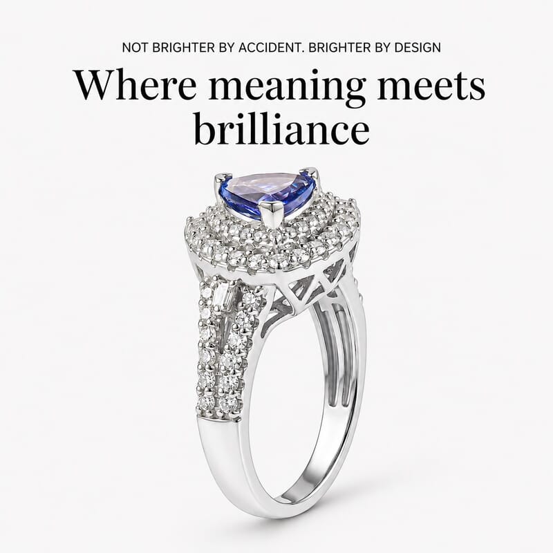 Certified & Appraised D'Joy Premium Tanzanite and Moissanite 2.00 ctw Ring in Rhodium Over Sterling Silver (Size 7.0)