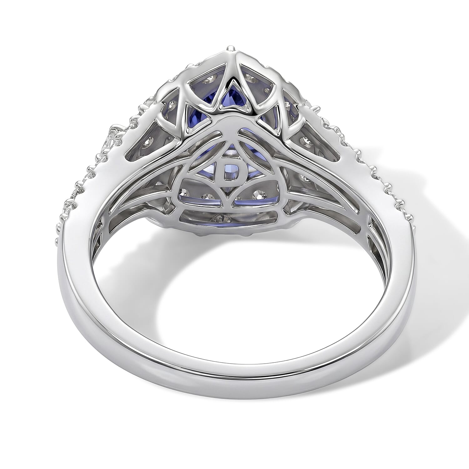 Certified & Appraised D'Joy Premium Tanzanite and Moissanite 2.00 ctw Ring in Rhodium Over Sterling Silver (Size 7.0)