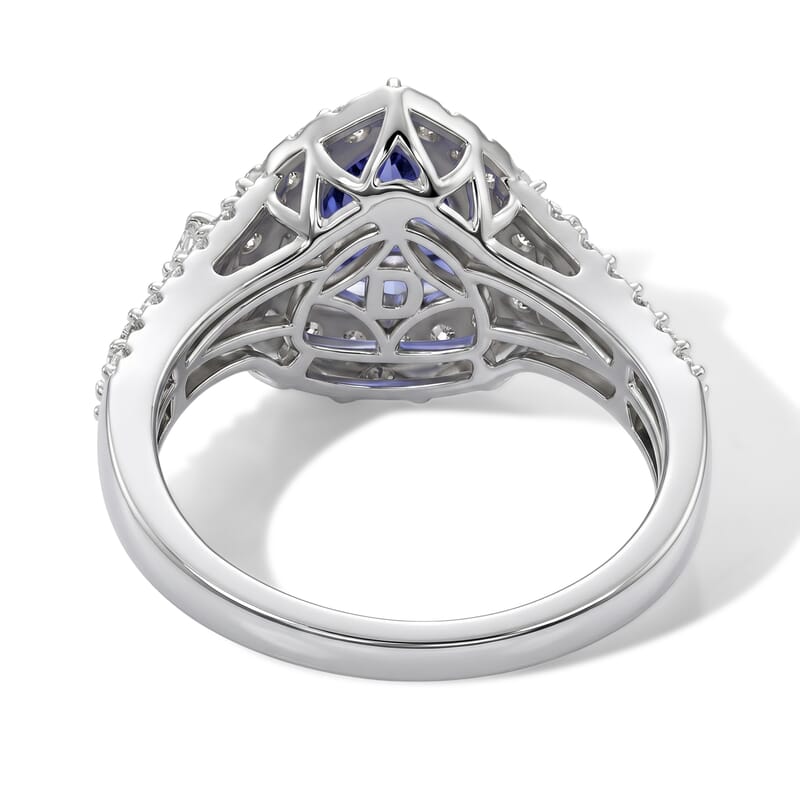 Certified & Appraised D'Joy Premium Tanzanite and Moissanite 2.00 ctw Ring in Rhodium Over Sterling Silver (Size 7.0)