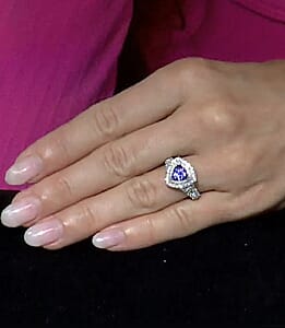Certified & Appraised D'Joy Premium Tanzanite and Moissanite 2.00 ctw Ring in Rhodium Over Sterling Silver (Size 9.0)